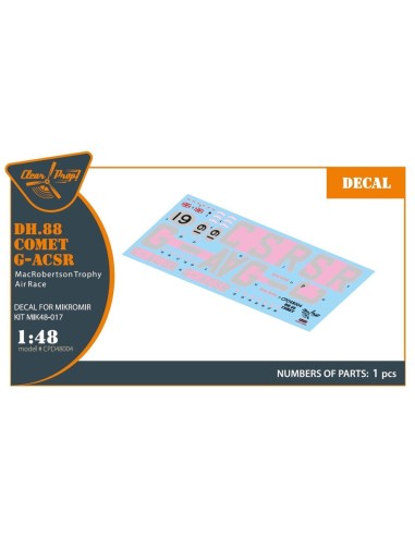 DH.88 Comet G-ACSR MacRobertson Trophy Air Race Decal for Mikromir kit 