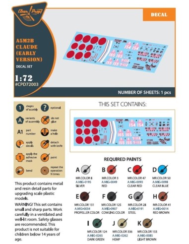 A5M2b Claude (early version) decal set for CP kit CP72006 