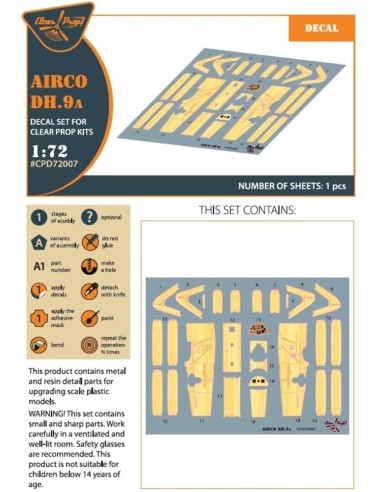 Airco DH.9a decal set for CP kits 