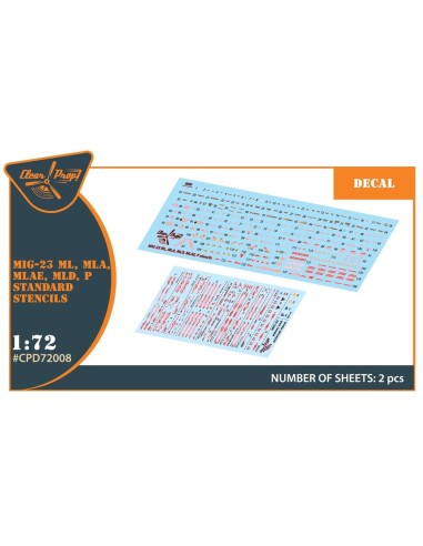 MiG-23ML, MLA, MLD, P, MLAE standard stencils for CP kits and other 