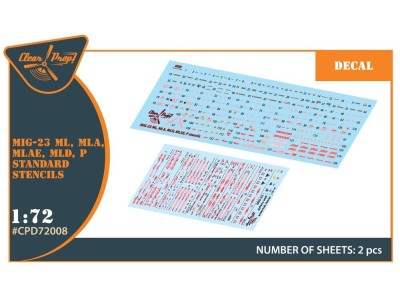 MiG-23ML, MLA, MLD, P, MLAE standard stencils for CP kits and other 