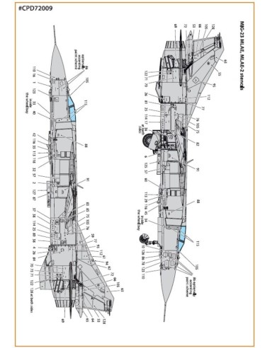MiG-23ML, MLA, MLD, P, MLAE standard english stencils for CP kits and other 