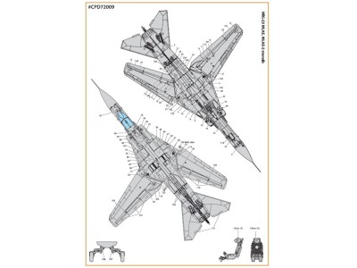 MiG-23ML, MLA, MLD, P, MLAE standard english stencils for CP kits and other 