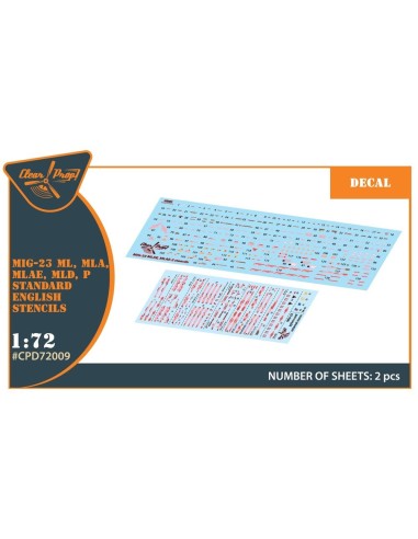 MiG-23ML, MLA, MLD, P, MLAE standard english stencils for CP kits and other 
