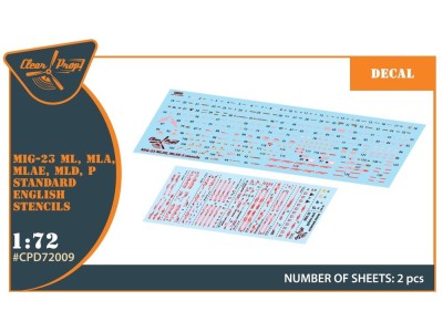 MiG-23ML, MLA, MLD, P, MLAE standard english stencils for CP kits and other 