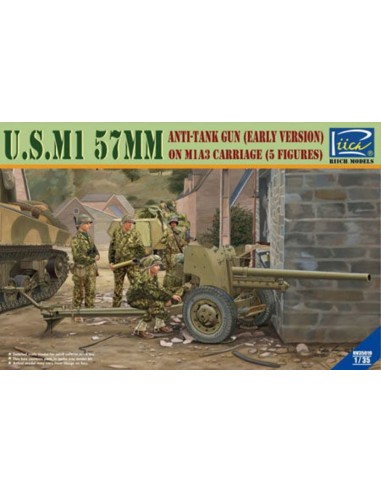 U.S.M1 57mm anti-tank Gun early version on M1A3 Carriage w/Crews (5 figu 