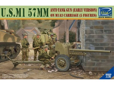 U.S.M1 57mm anti-tank Gun early version on M1A3 Carriage w/Crews (5 figu 