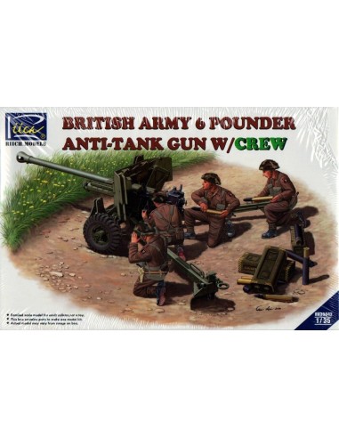 British Army 6 Pounder Infantry Anti-tank Gun w/Crews (4 figures) 