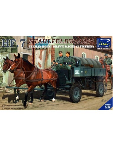 German Hf.7 Horse drawn Steel field wage w/2Horses &2 Figures 