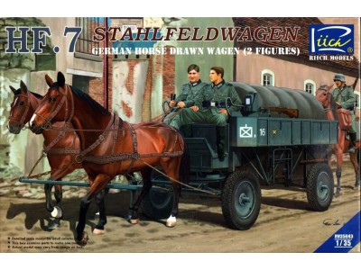 German Hf.7 Horse drawn Steel field wage w/2Horses &2 Figures 