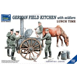 German Field Kitchen with Soliders(cook &three German soldiers,food containers 