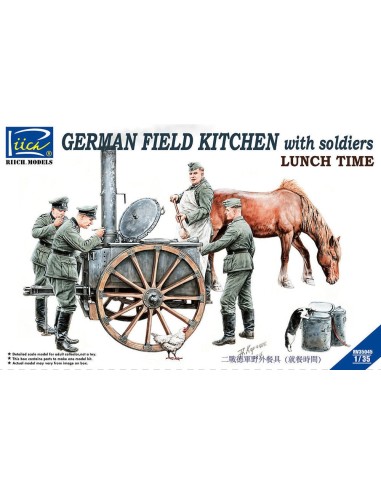 German Field Kitchen with Soliders(cook &three German soldiers,food containers 