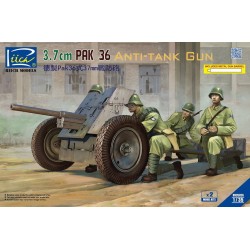 German 3.7cm Pak 36 Anti-Tank Gun(model kitsx2)w/Metal gun barrel 