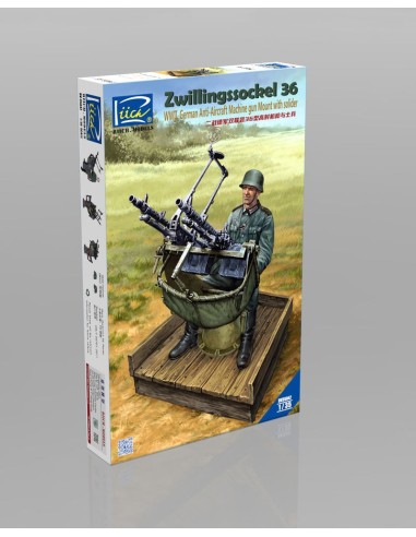 WWII German Zwillingssockel 36 Anti-Aircraft MG Mount w.Solider(include PE&Decal 