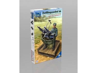 WWII German Zwillingssockel 36 Anti-Aircraft MG Mount w.Solider(include PE&Decal 
