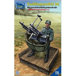 WWII German Zwillingssockel 36 Anti-Aircraft MG Mount w.Solider(include PE&Decal  2