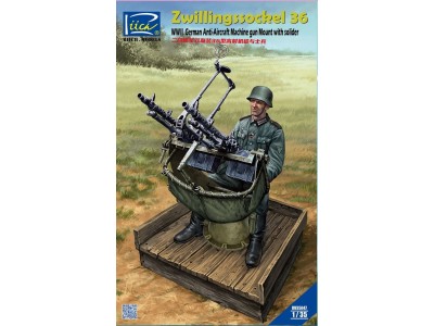 WWII German Zwillingssockel 36 Anti-Aircraft MG Mount w.Solider(include PE&Decal 