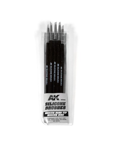 SET 5 PINCELES DE SILICONA DUREZA MEDIA. TAMAÑO MEDIO / SET OF 5 SILICONE BRUSHES MEDIUM HARD TIP MEDIUM 