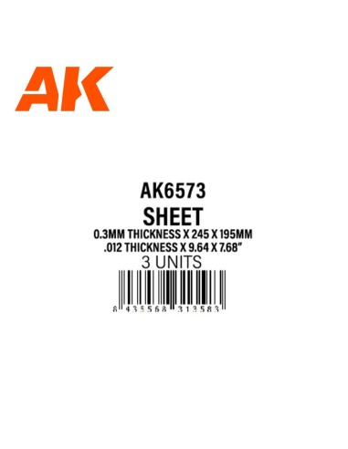 0.3mmthickness x 245 x 195mm - STYRENE SHEET 