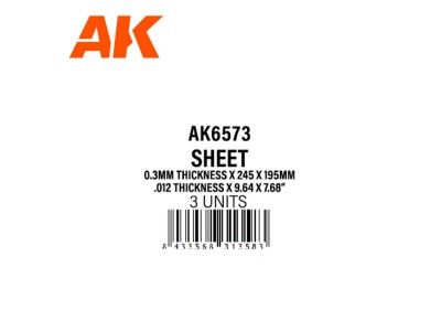 0.3mmthickness x 245 x 195mm - STYRENE SHEET 