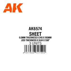 0.5mmthickness x 245 x 195mm - STYRENE SHEET 