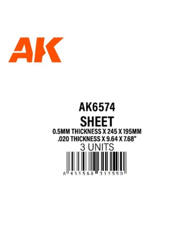 0.5mmthickness x 245 x 195mm - STYRENE SHEET 