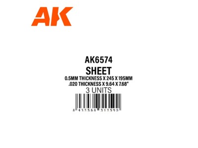 0.5mmthickness x 245 x 195mm - STYRENE SHEET 
