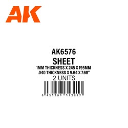 1mmthickness x 245 x 195mm - STYRENE SHEET 