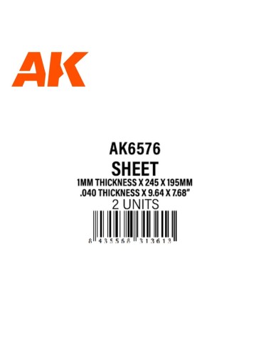 1mmthickness x 245 x 195mm - STYRENE SHEET 