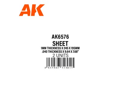 1mmthickness x 245 x 195mm - STYRENE SHEET 