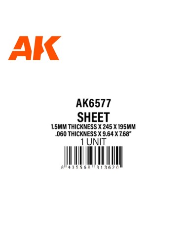 1.5mmthickness x 245 x 195mm - STYRENE SHEET 