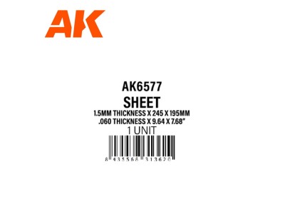 1.5mmthickness x 245 x 195mm - STYRENE SHEET 