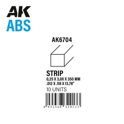 Strips 0.25 x 3.00 x 350mm - ABS STRIP 