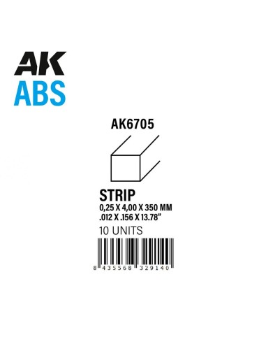 Strips 0.25 x 4.00 x 350mm - ABS STRIP 