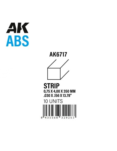 Strips 0.75 x 4.00 x 350mm - ABS STRIP 