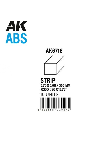 Strips 0.75 x 5.00 x 350mm - ABS STRIP 