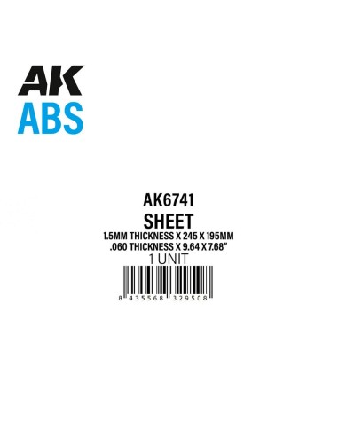 1.5mm thickness x 245 x 195mm - ABS SHEET 