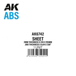 2mm thickness x 245 x 195mm - ABS SHEET 