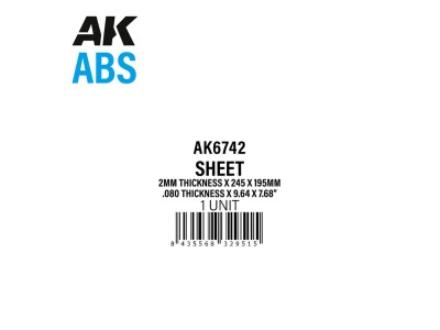 2mm thickness x 245 x 195mm - ABS SHEET 