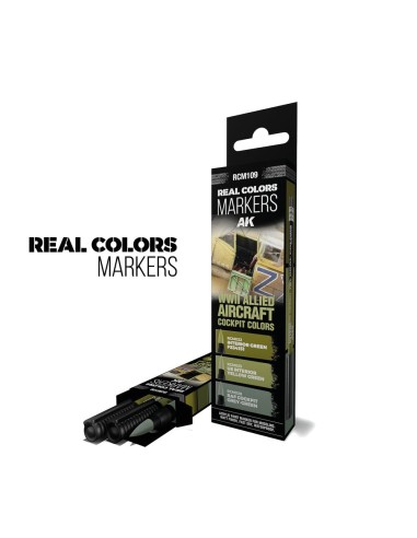 WWII ALLIED AIRCRAFT COCKPIT COLORS - SET 3 REAL COLORS MARKERS 