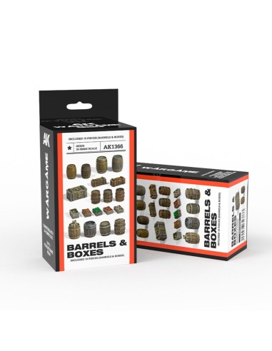 BARRELS & BOXES  WARGAME SET (RESIN 30-35MM) 