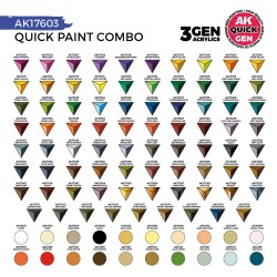 QUICK PAINT COMBO - 100 COLORS (80 QUICK GEN + 20 3GEN + 3 FREE BRUSHES + 1 MEDIUM 18ML)  2