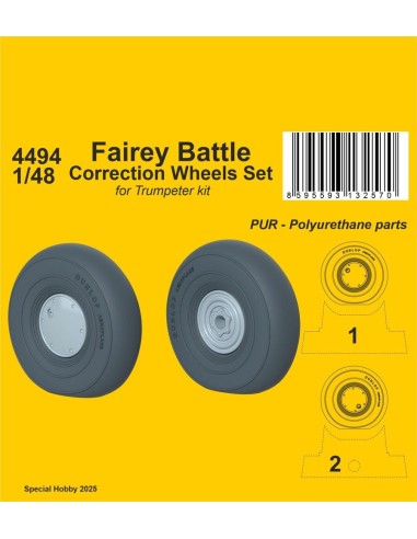 Fairey Battle Correction Wheels Set for Trumpeter kit 