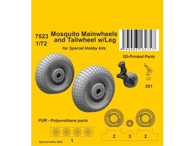 Mosquito Mainwheels and Tailwheel w/Leg for Special Hobby kits 