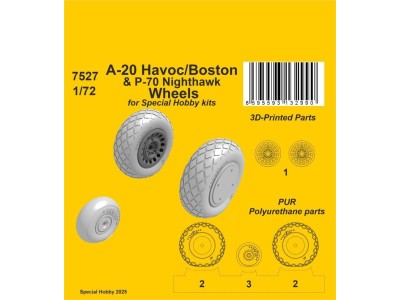 A-20 Havoc/Boston/ P-70 Nighthawk Wheels for Special Hobby 