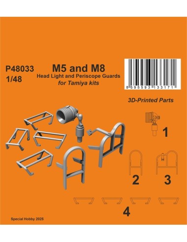 M5 and M8 Head Light and Periscope Guards for Tamiya 