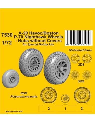 A-20 Havoc/Boston/ P-70 Nighthawk Wheels/ Hubs without Covers for Special Hobby 