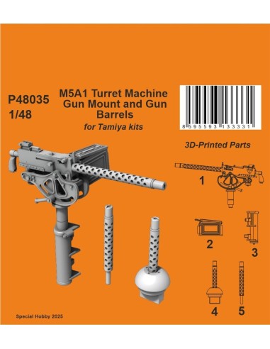 M5A1 Turret Machine Gun Mount and Gun Barrels 