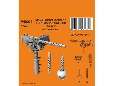 M5A1 Turret Machine Gun Mount and Gun Barrels 