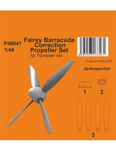 Fairey Barracuda Correction Propeller Set for Trumpeter 